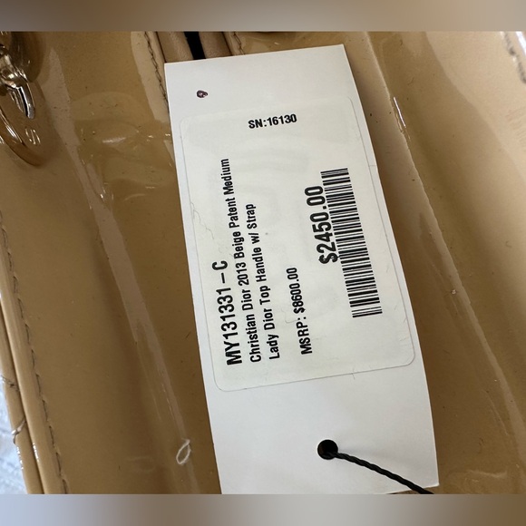 Christian Dior 2013 Beige patent medium lady Dior with strap - Picture 7 of 16